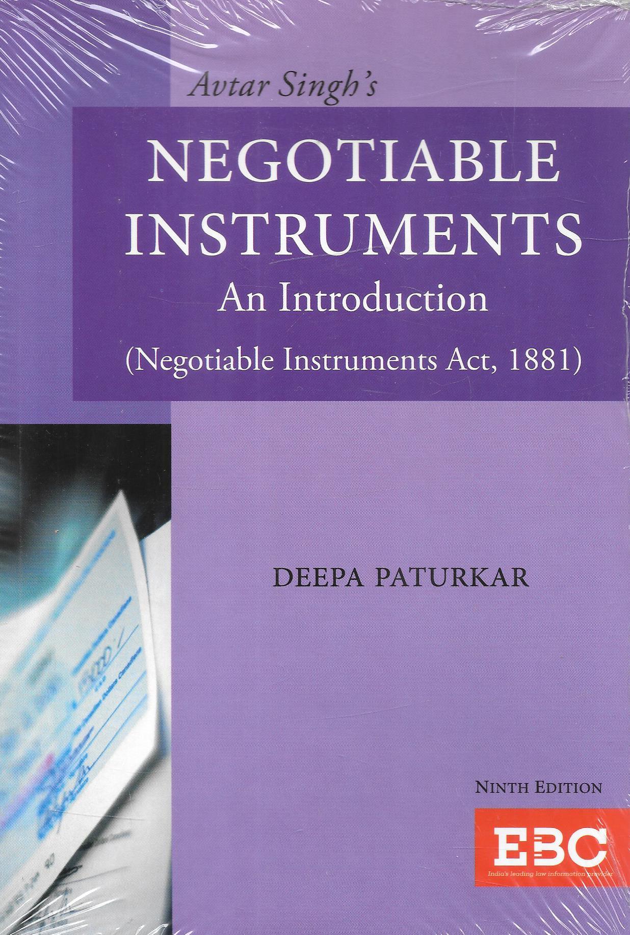 Avtar Singh's Negotiable Instruments: An Introduction