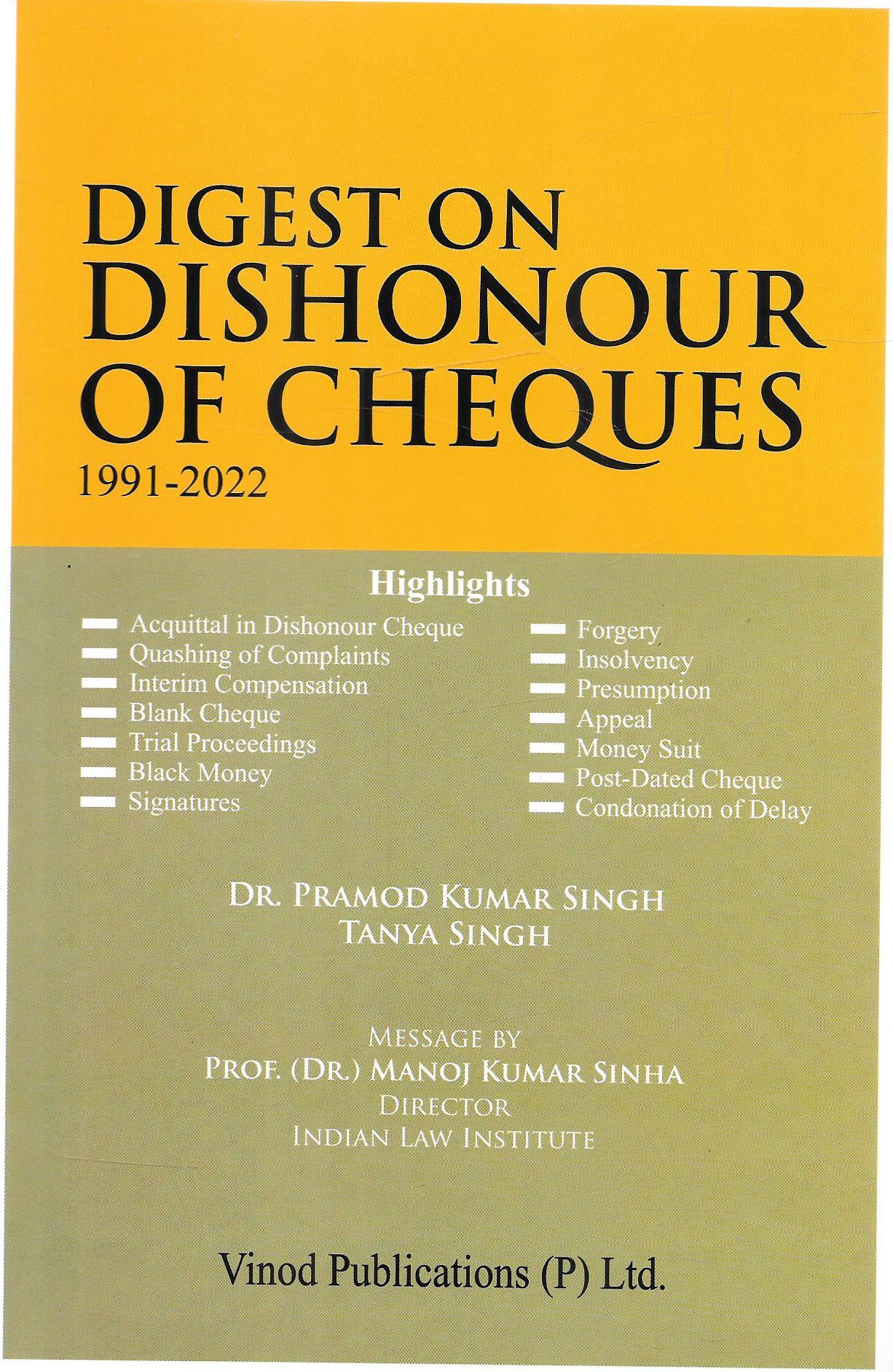 Digest On Dishonour Of Cheques 1991-2022