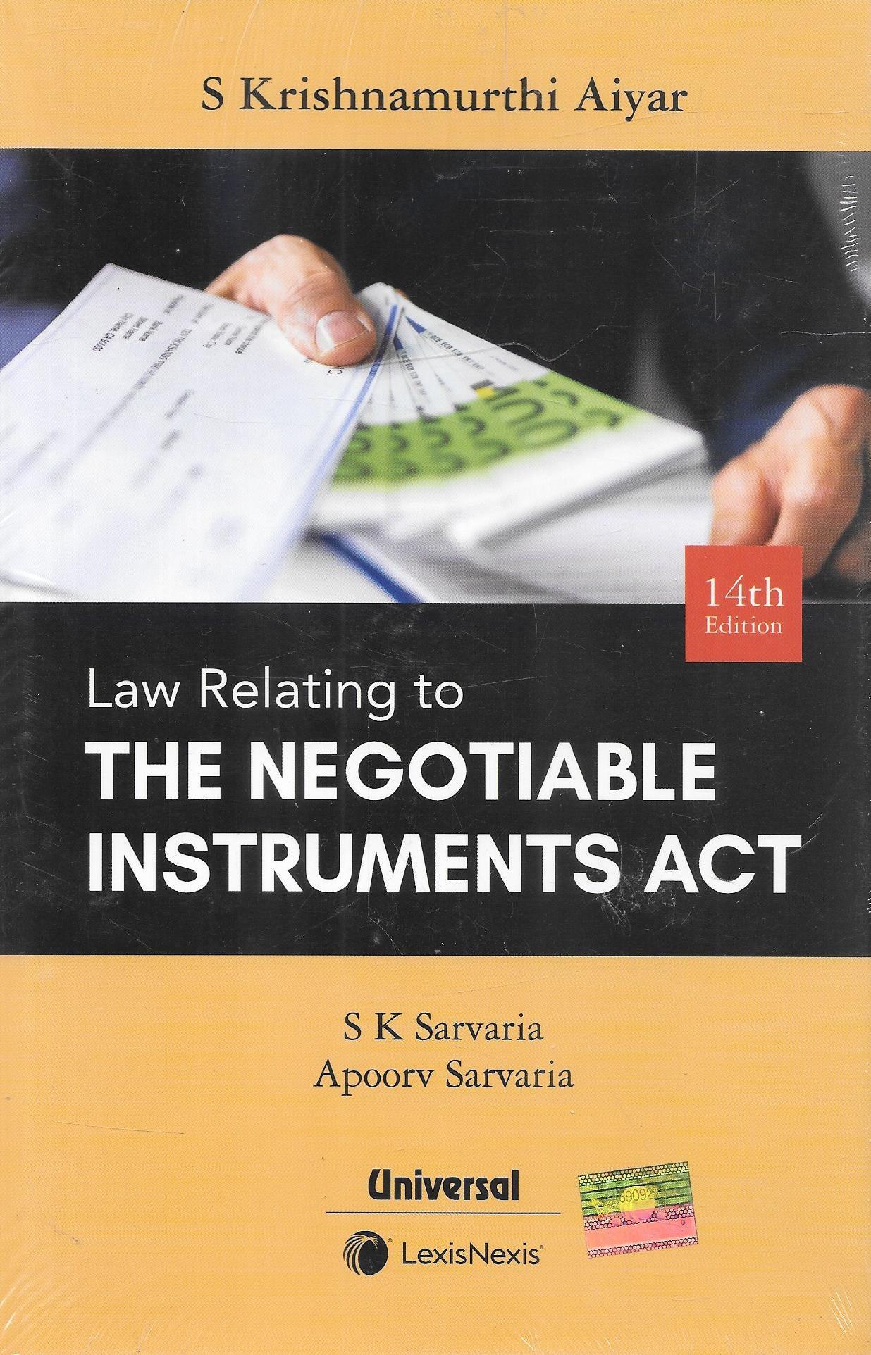 S Krishnamurthy Aiyar: Law Relating to Negotiable Instruments Act