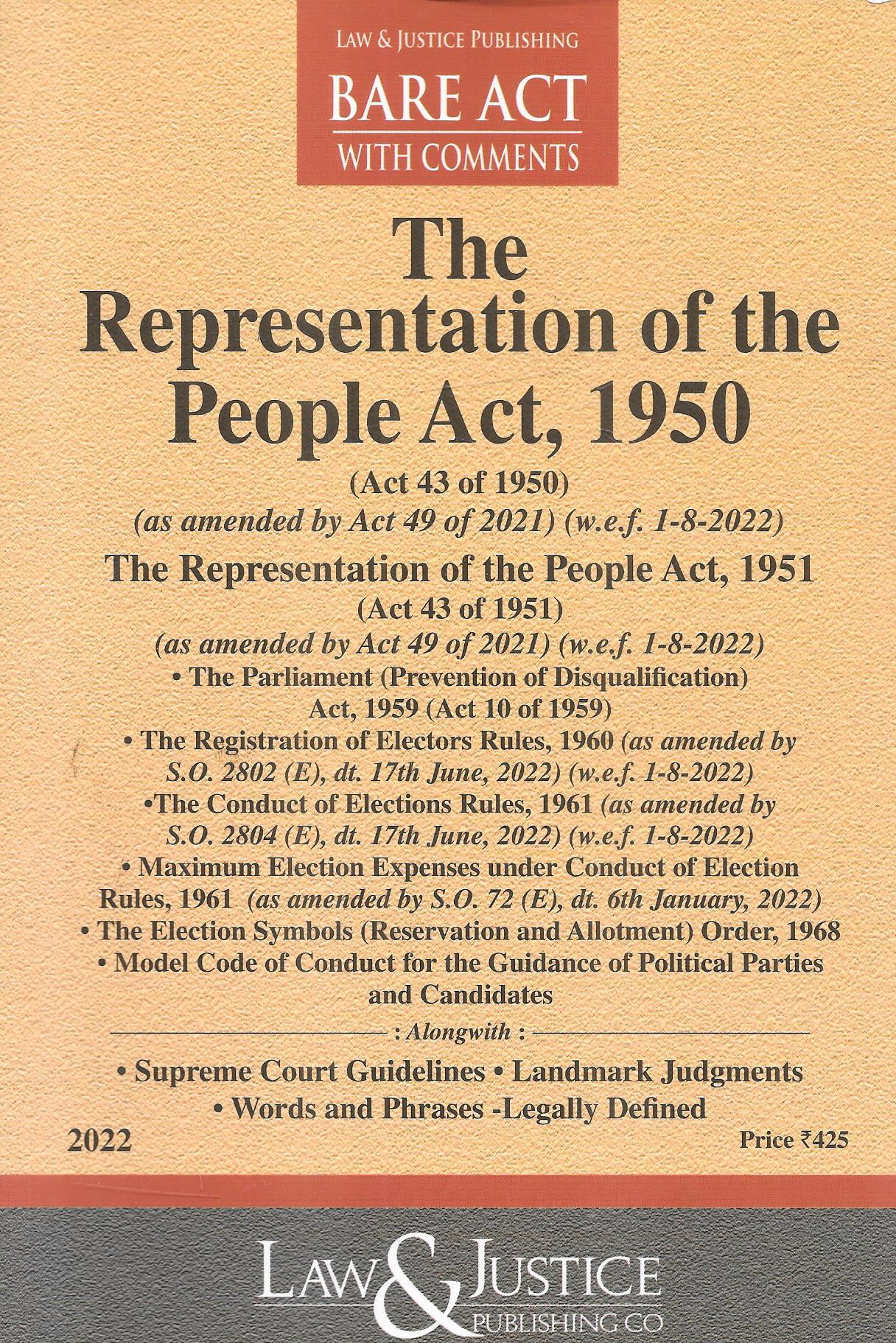 The Representation of the People Act, 1950 - Bare Act with Comments